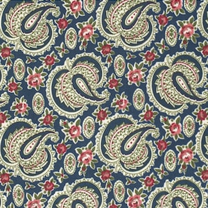 Indigo Rose - Paisley Path Fabric by Verna Mosquera - Cotton Fabric