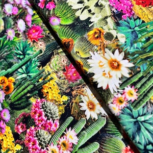 Southwest - Cactus Flowers Bloom Fabric - Digital Print - Cotton Fabric