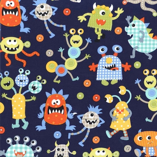 Michael Miller - Monster Mash on Navy - Cotton Fabric