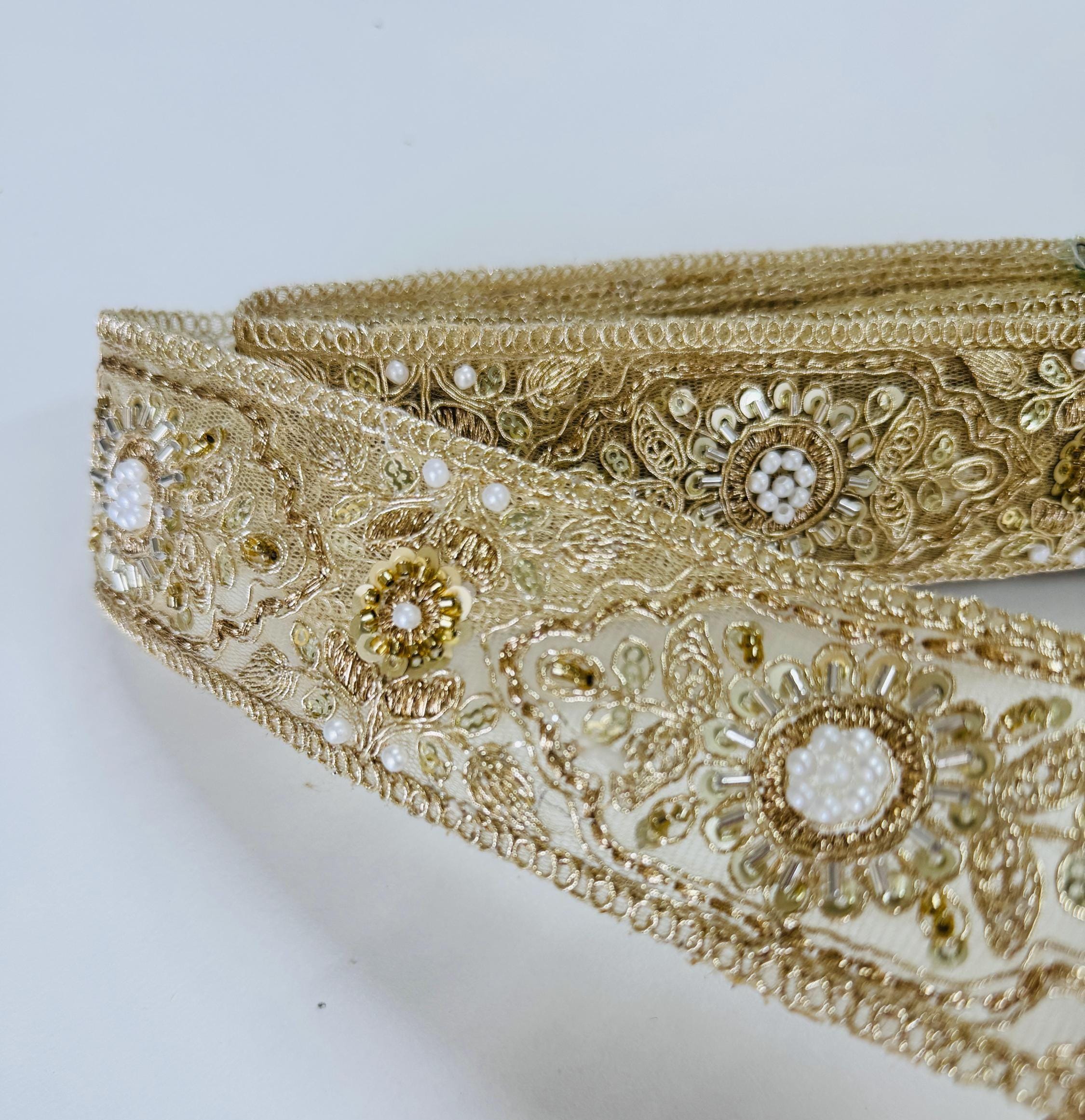 Gold Embroidered Lace Trim Beaded Floral Decorative 2 Inch Border - Etsy