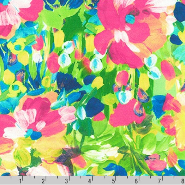 Robert Kaufman - Cotton Lawn - Painterly Petals Lawns - Florals Multi - Cotton Lawn Fabric