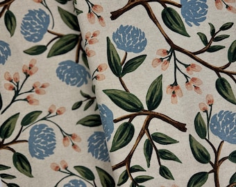 Peonies Cream Canvas Fabric: Wildwood Floral Print by Rifle Paper Co.