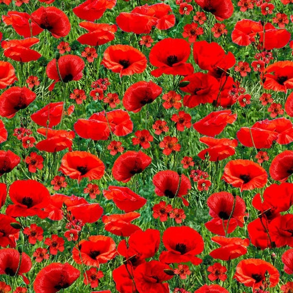 Timeless Treasures - Wild Flower - Poppy Field - Digital Print - Cotton Fabric