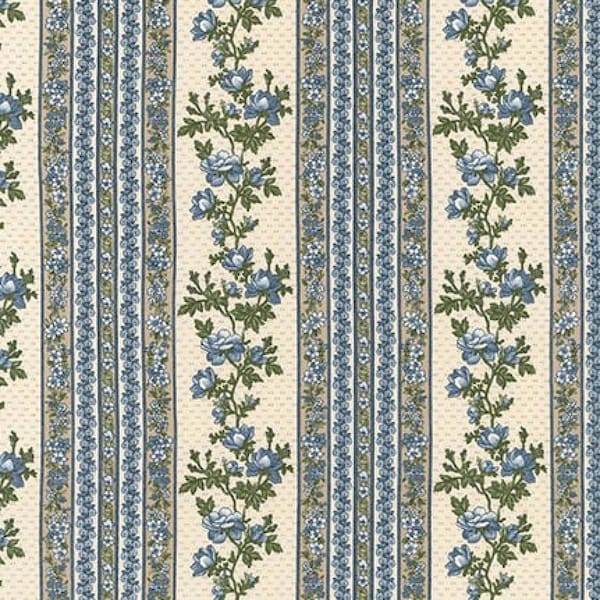 Robert Kaufman - Belcourt - Wallpaper Stripe Dusty Blue - Cotton Fabric