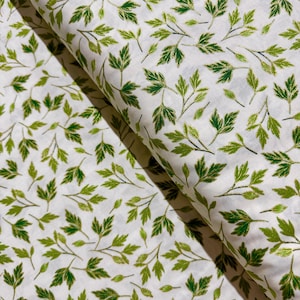 Enchanted - Leaves Cream/Gold Metallic Fabric by Greta Lynn - Metallic - Cotton Fabric