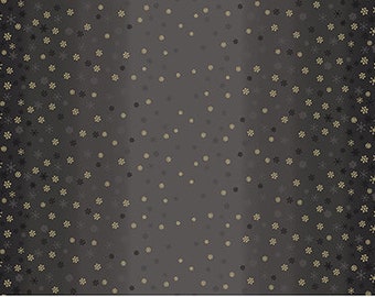 Andover Fabrics - Ombre Snowflake Black - Metallic Fabric by Makower UK - Metallic - Cotton Fabric