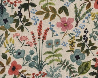 Amalfi Herb Garden Natural Canvas Botanical Floral Cotton Fabric