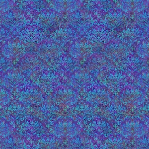 Flourish - Carta da parati damascata pavone viola - stampa digitale - tessuto di cotone