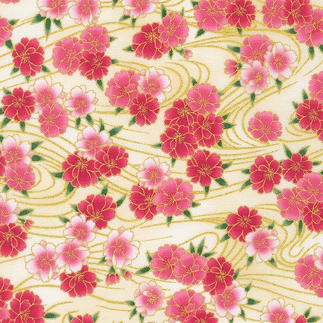 Robert Kaufman Imperial Collection 16 Cherry Blossoms Spring Metallic