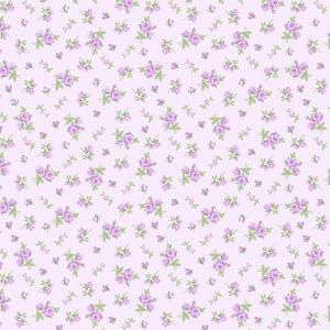 Tossed Tiny Rose Lilac Fabric | Floral Quilting Cotton by Timeless Treasures | Soft Rose Print