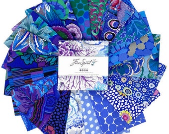 Free Spirit - Kaffe Fassett Collective - Classics Plus Lake 5" Squares/Charm Pack by Philip Jacobs - 42, 5" x 5" Precut Fabric Squares