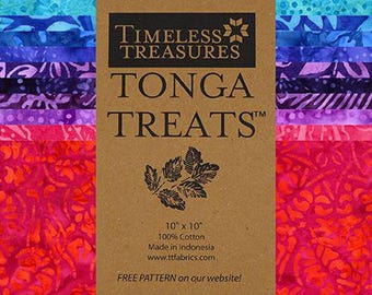 Cuadrados de tela Batik de Brightside: pastel en capas de golosinas Tonga (42 piezas)