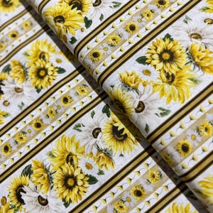 Honey Bee Farm - Bee Floral 11 inch Stripe Fabric by Gail Cadden - Cotton Fabric