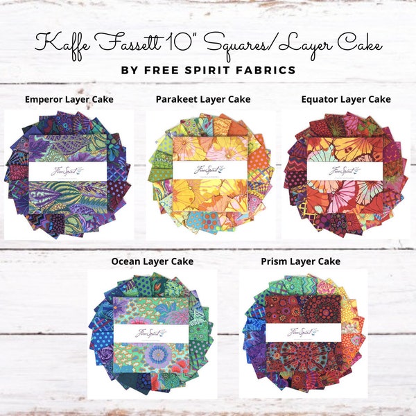 Free Spirit - Kaffe Fassett Classics 10" Squares/Layer Cakes - 42, 10" x 10" Carrés de tissu prédécoupés -*Chacun vendu séparément*