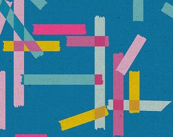 Washi Tape Cerulean Fabric | Ruby Star Society Cotton Linen Canvas