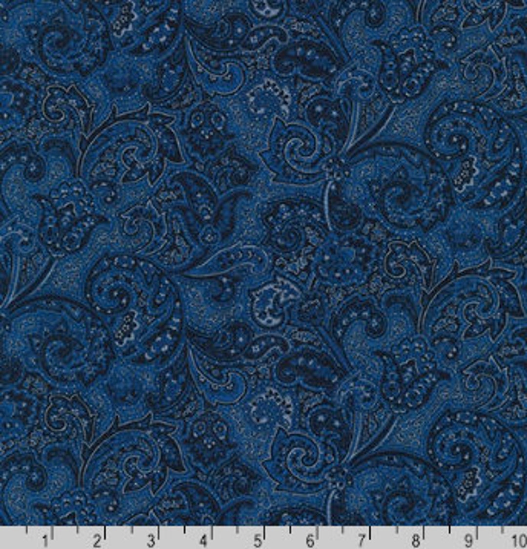 Robert Kaufman Cotton Paisley Prints Navy Fabric by Sevenberry Cotton