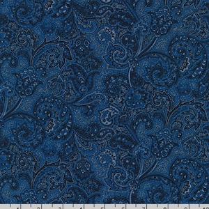 Robert Kaufman - Cotton Paisley Prints - Navy Fabric by Sevenberry - Cotton Fabric