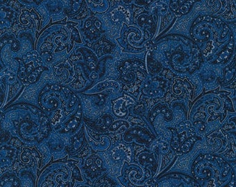 Robert Kaufman - Cotton Paisley Prints - Navy Fabric by Sevenberry - Cotton Fabric