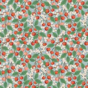 Orchard – Cherry Blossom Light Blue Fabric by Rifle Paper Co. for Cotton + Steel | Floral Quilting Cotton