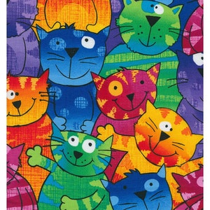 Timeless Treasures - Crazy for Cats - Happy Cats - Cotton Fabric