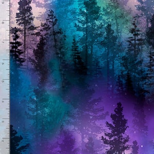 Timeless Treasures Aurora Winter Solstice Aurora Trees Fabric Cotton Fabric image 3