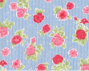 Moda Fabrics - Cottontail Cottage - Cottage Floral Bluebell Blue Fabric by Bunny Hill Designs - Cotton Fabric