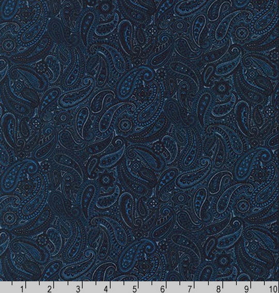 Robert Kaufman Cotton Paisley Prints Navy Fabric by Sevenberry Cotton