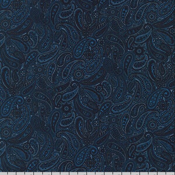 Navy Blue Paisley Fabric - Etsy