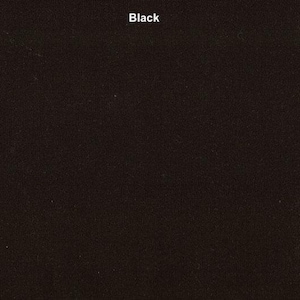 May include: A solid black fabric swatch. The fabric has a smooth, even texture.