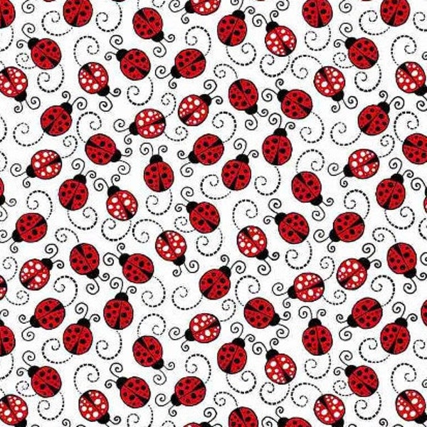 Timeless Treasures - Happy bestioles - Petites coccinelles rouges - Tissu en coton