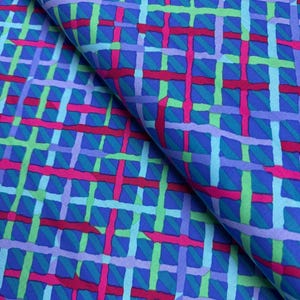 Kaffe Fassett Collective Classics - Mad Plaid Cobalt Fabric by Brandon Mably For Free Spirit - Cotton Fabric