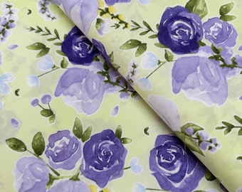 Tela de algodón con rosas en acuarela: estampado June's Cottage Meadow