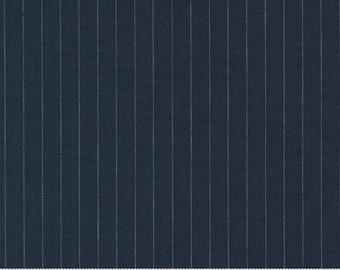 Vista Wovens Indigo - Stripe Fabric by Jenelle Kent - Woven Cotton Fabric