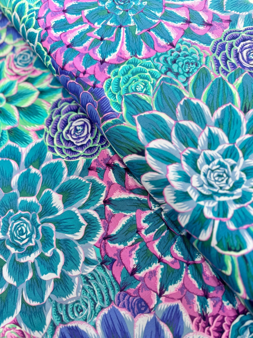 Kaffe Fassett Collective - House Leeks Blue Fabric by Philip Jacobs ...