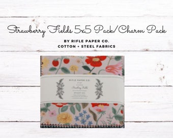 Strawberry Fields Fabric Charm Pack: Rifle Paper Co. 5" Squares