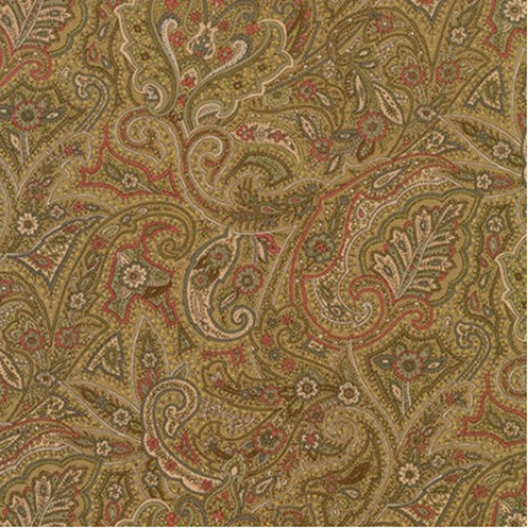 Robert Kaufman Cotton Paisley Prints Tan Fabric by Sevenberry Cotton