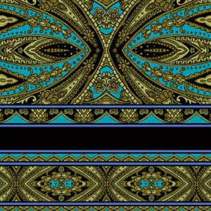 RJR Fabrics - Casablanca - Border Bright Teal Fabric by Jinny Beyer - Cotton Fabric