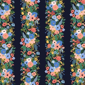Wildwood - Garden Party Vines Navy Fabric by Rifle Paper Co. - Cotton Fabric