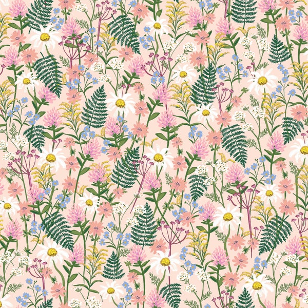 Lawn Cotton - Cotton + Steel - Wildwood - Wildflowers - Pale Rose by Rifle Paper Co. - Lawn Cotton Fabric
