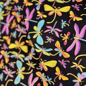 Royal Plume - Metallic Dragonfly Fabric - Metallic - Cotton Fabric