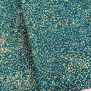 Emerald Green Cotton Fabric: Moonlit Dots Metallic Gold (43&quot;/44&quot;)