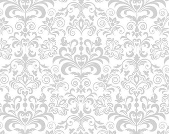 Large White Damask Cotton by Timeless Treasures Elegant Quilt Fabric