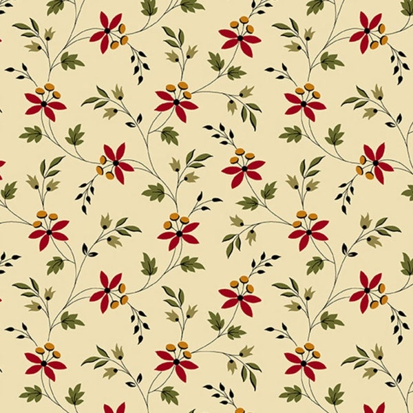 Andover Fabrics - Emma - Floral Vine Cream Fabric by Kathy Hall - Cotton Fabric