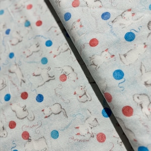Flanelle - Chatons câlins - Bleu - Flanelle de coton