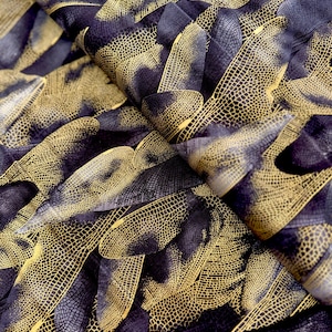 Dragonfly Dance - Gilded Wings Black/Charcoal Metallic Fabric by Kanvas Studio - Metallic Cotton Fabric