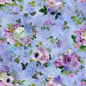 Tela con estampado floral "Carta de amor" de Chong-a Hwang - Impresión digital - Tela de algodón