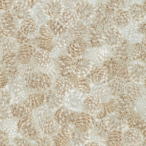 May include: A seamless pattern of brown pine cones on a white background. The pine cones are arranged in a random pattern and are all facing the same direction.