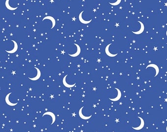Moon Glow Royal Cotton Fabric: Glow in the Dark, Stars
