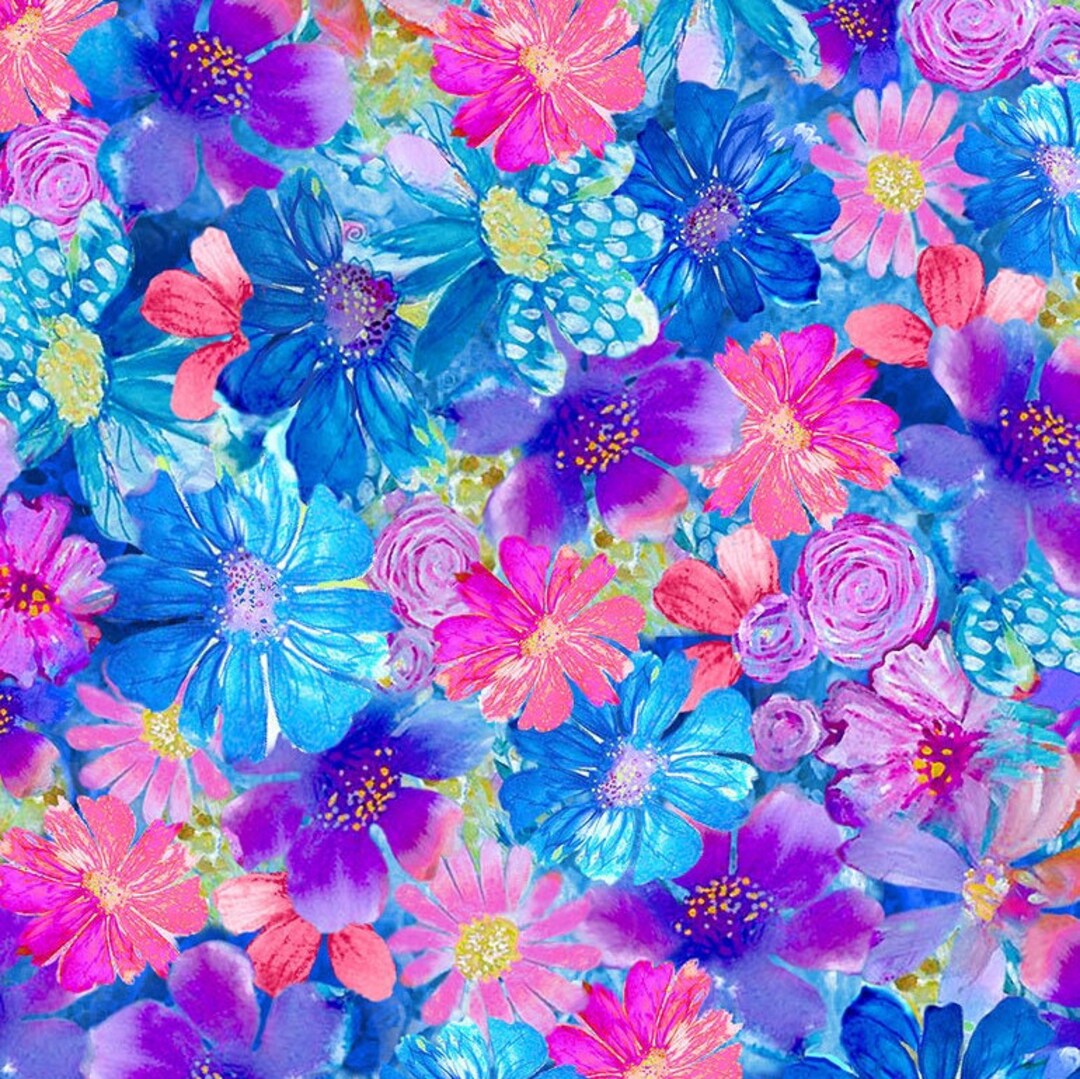 Timeless Treasures Painted Paradise Small Floral Paint Paradise Digital