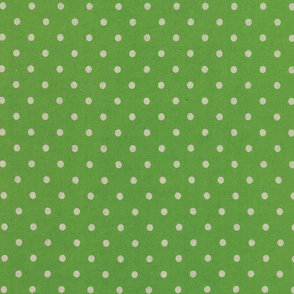Moda Fabrics - Linen Mochi Dot - Fresh Grass Linen Fabric by Momo - Cotton Linen Fabric